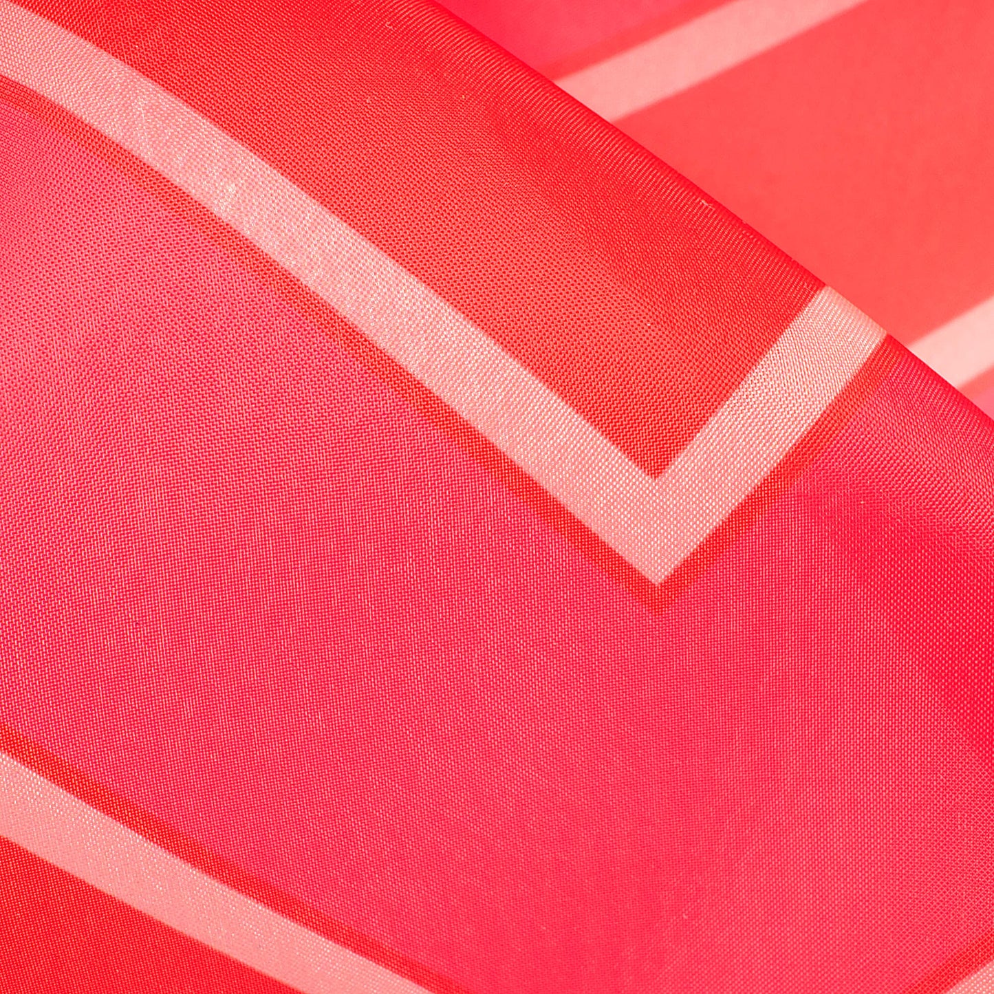 Cerise Pink And White Chevron Pattern Digital Print Organza Satin Fabric