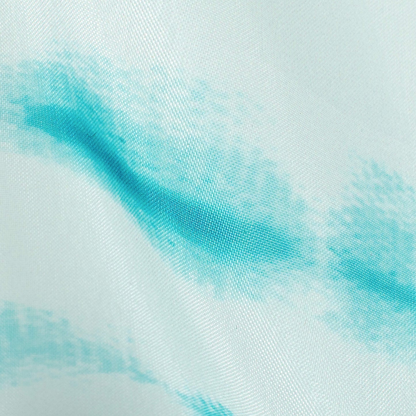 White And Maya Blue Shibori Pattern Digital Print Organza Satin Fabric