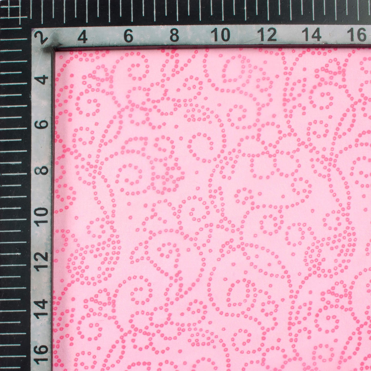 Baby Pink Bandhani Pattern Digital Print Organza Satin Fabric