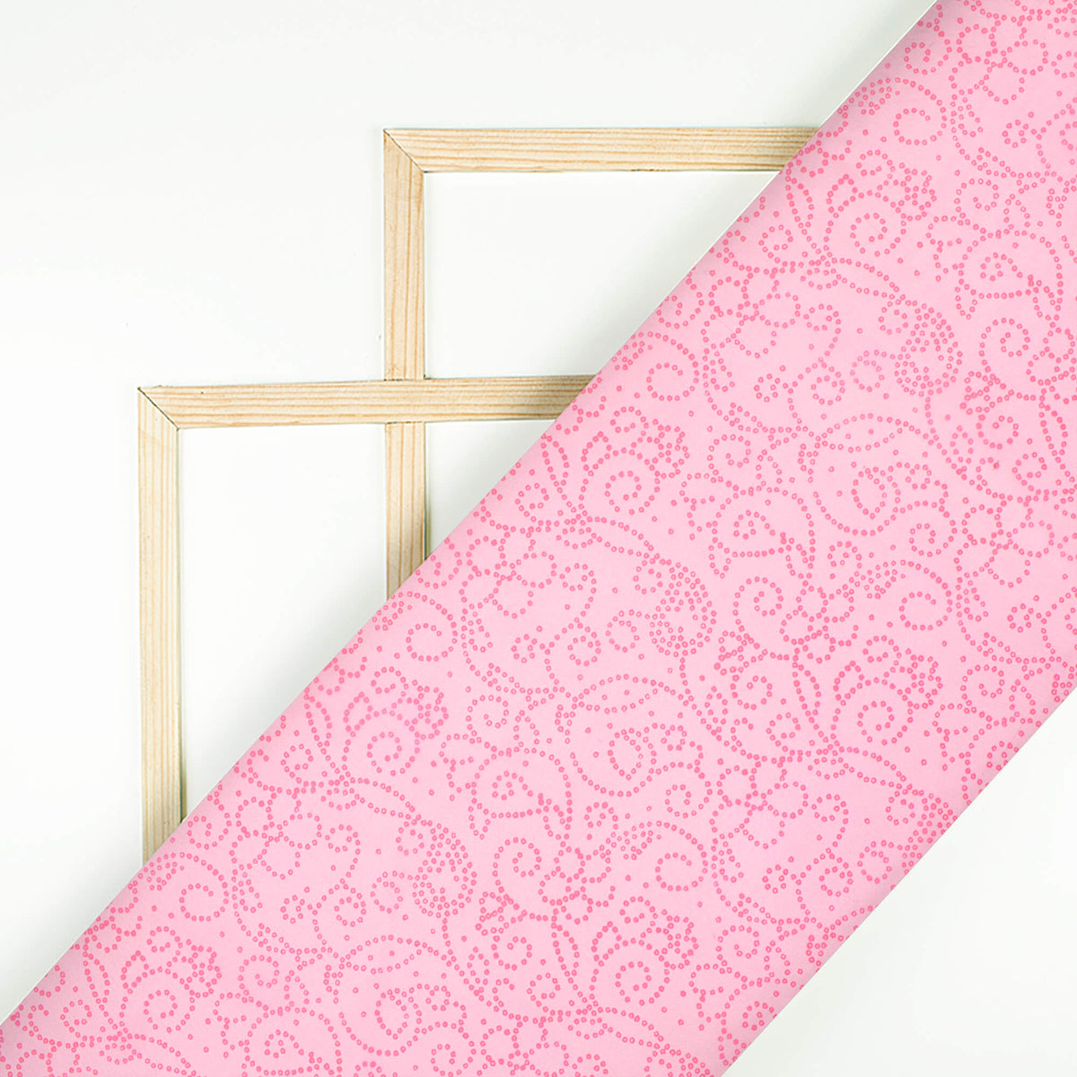 Baby Pink Bandhanii Pattern Digital Print Organza Satin Fabric
