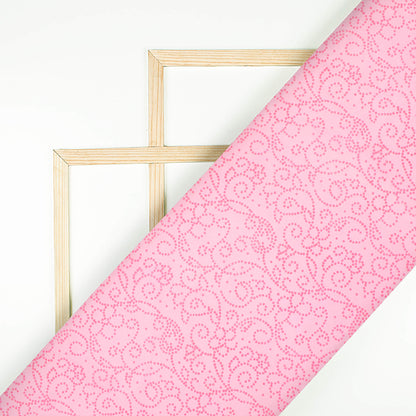 Baby Pink Bandhanii Pattern Digital Print Organza Satin Fabric
