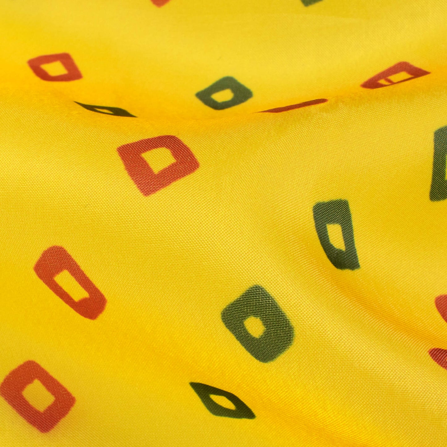 Lemon Yellow And Red Bandhani Pattern Digital Print Organza Satin Fabric