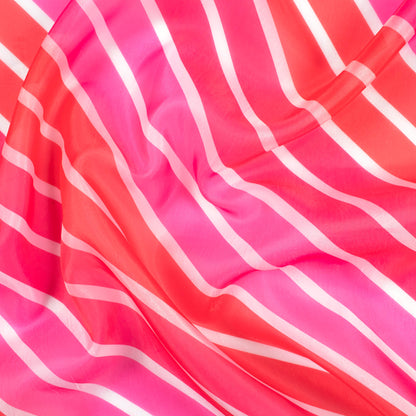 Hot Pink And Red Bandhanii Pattern Digital Print Organza Satin Fabric