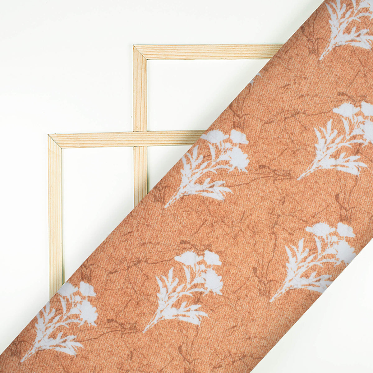 Sable Brown And White Floral Pattern Digital Print Crepe Silk Fabric