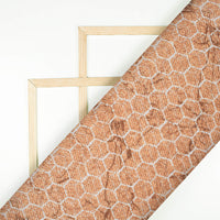 Sable Brown And White Geometric Pattern Digital Print Crepe Silk Fabric