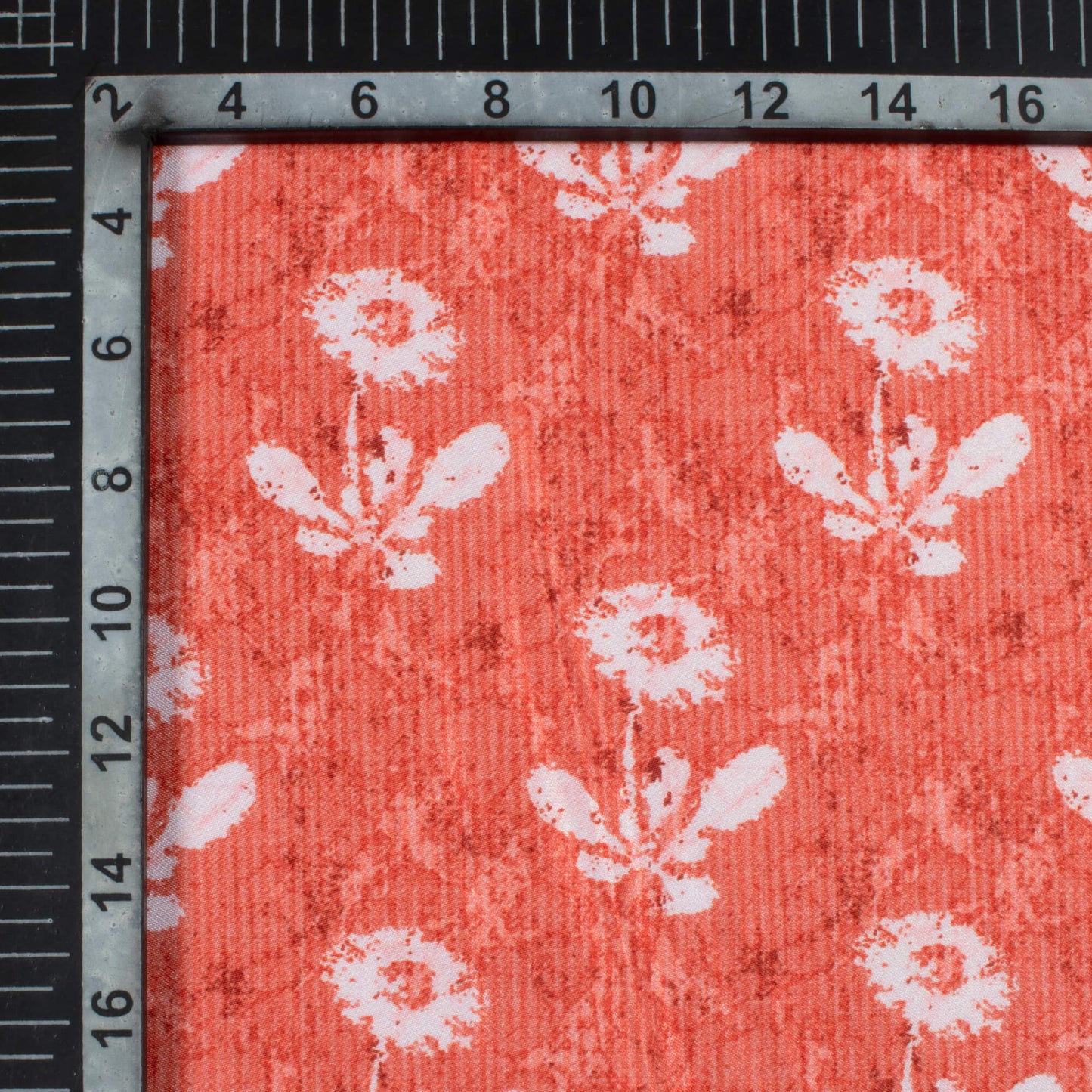 Blush Red And White Floral Pattern Digital Print Crepe Silk Fabric