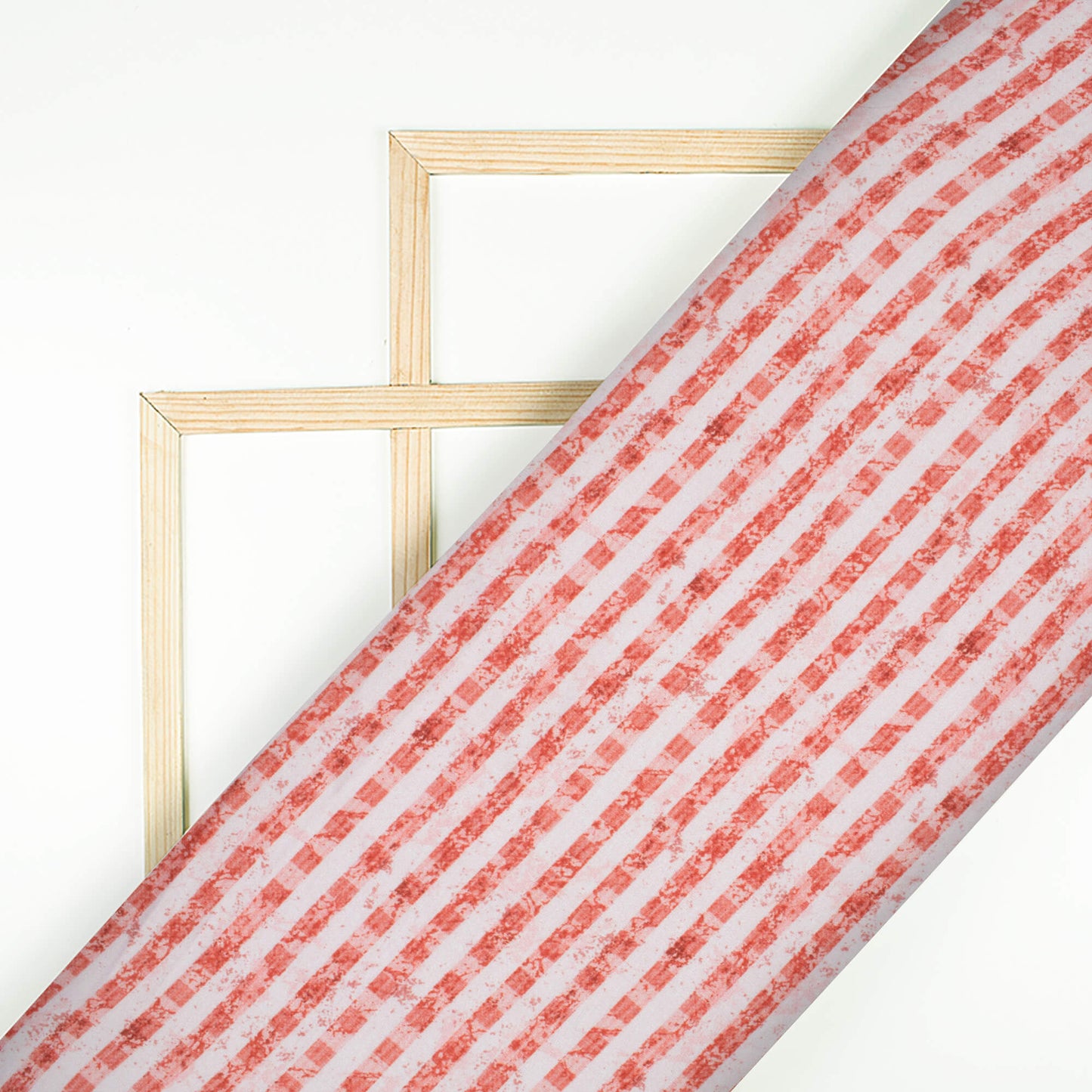 Blush Red And White Stripes Pattern Digital Print Crepe Silk Fabric