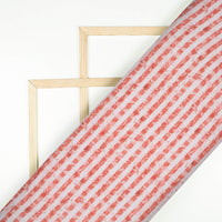 Blush Red And White Stripes Pattern Digital Print Crepe Silk Fabric