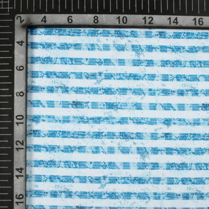 Carolina Blue And White Stripes Pattern Digital Print Crepe Silk Fabric