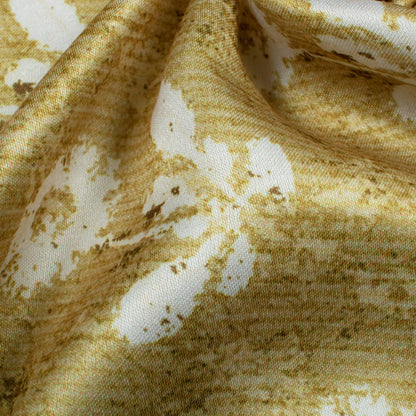 Trombone Yellow And White Floral Pattern Digital Print Crepe Silk Fabric