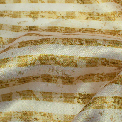 Trombone Yellow And White Stripes Pattern Digital Print Crepe Silk Fabric
