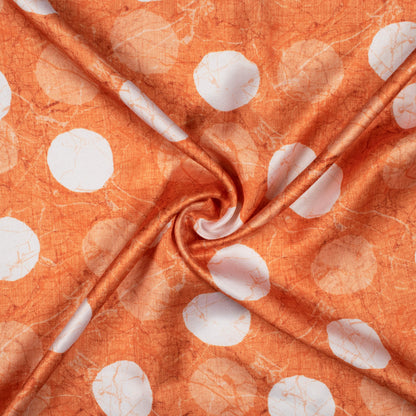 Burnt Orange And White Geometric Pattern Digital Print Crepe Silk Fabric