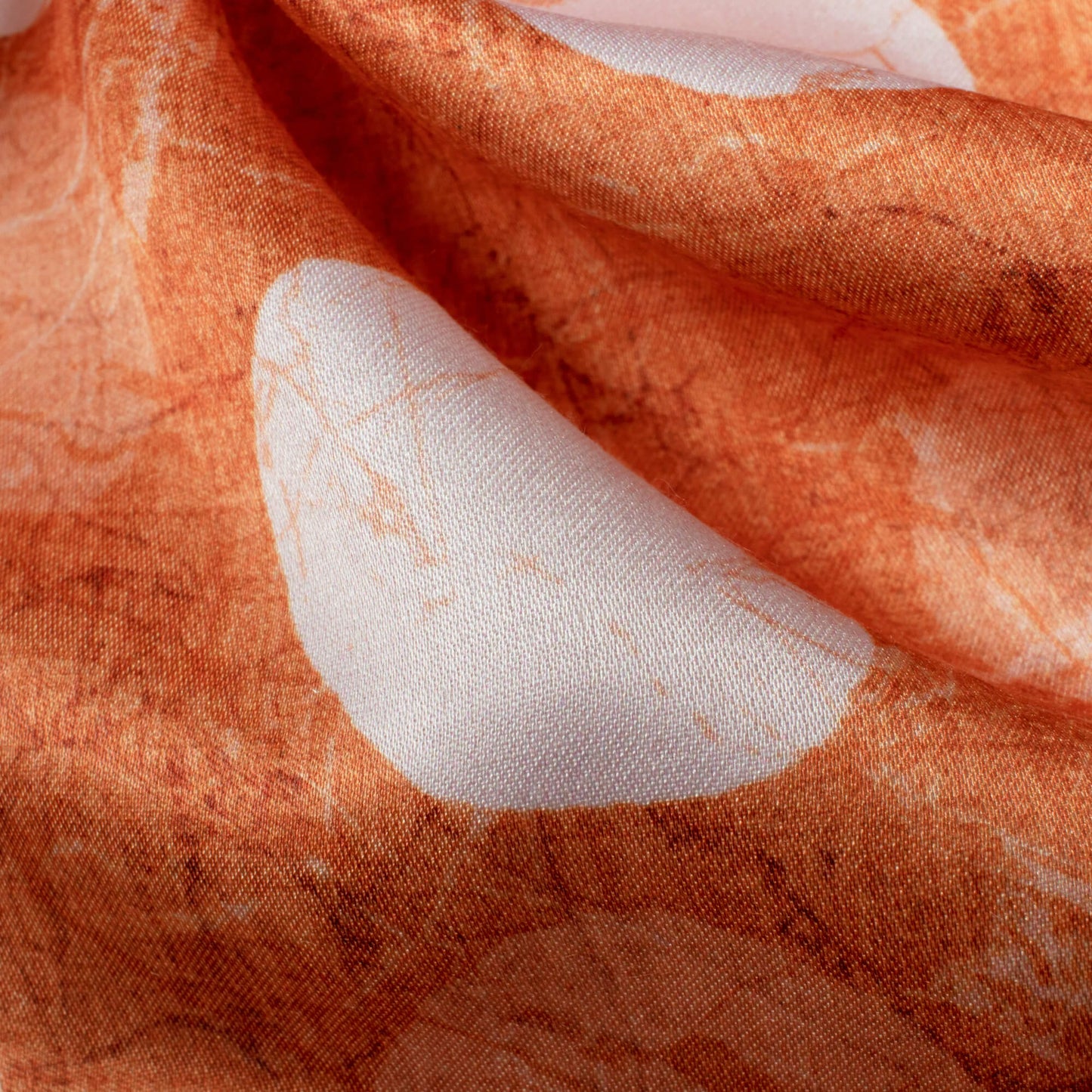Burnt Orange And White Geometric Pattern Digital Print Crepe Silk Fabric