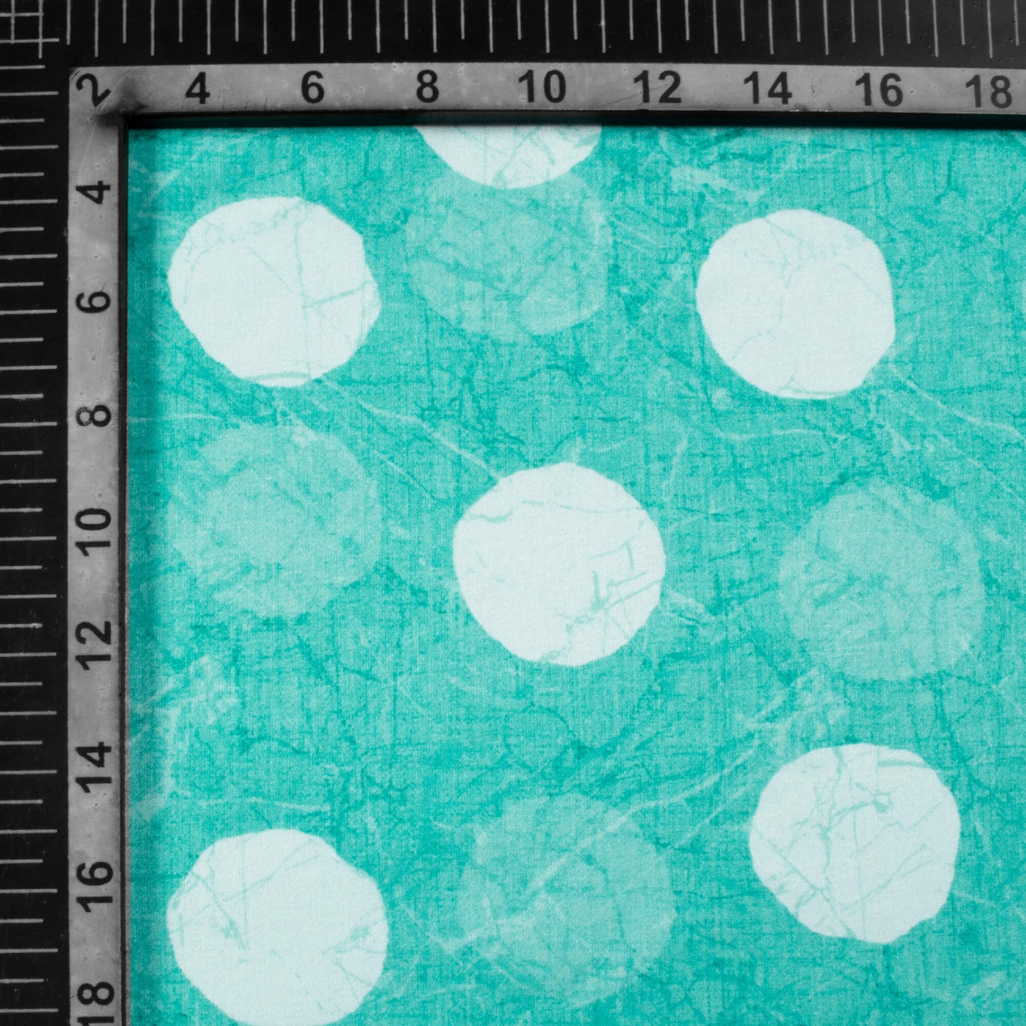 Turquoise And White Geometric Pattern Digital Print Crepe Silk Fabric