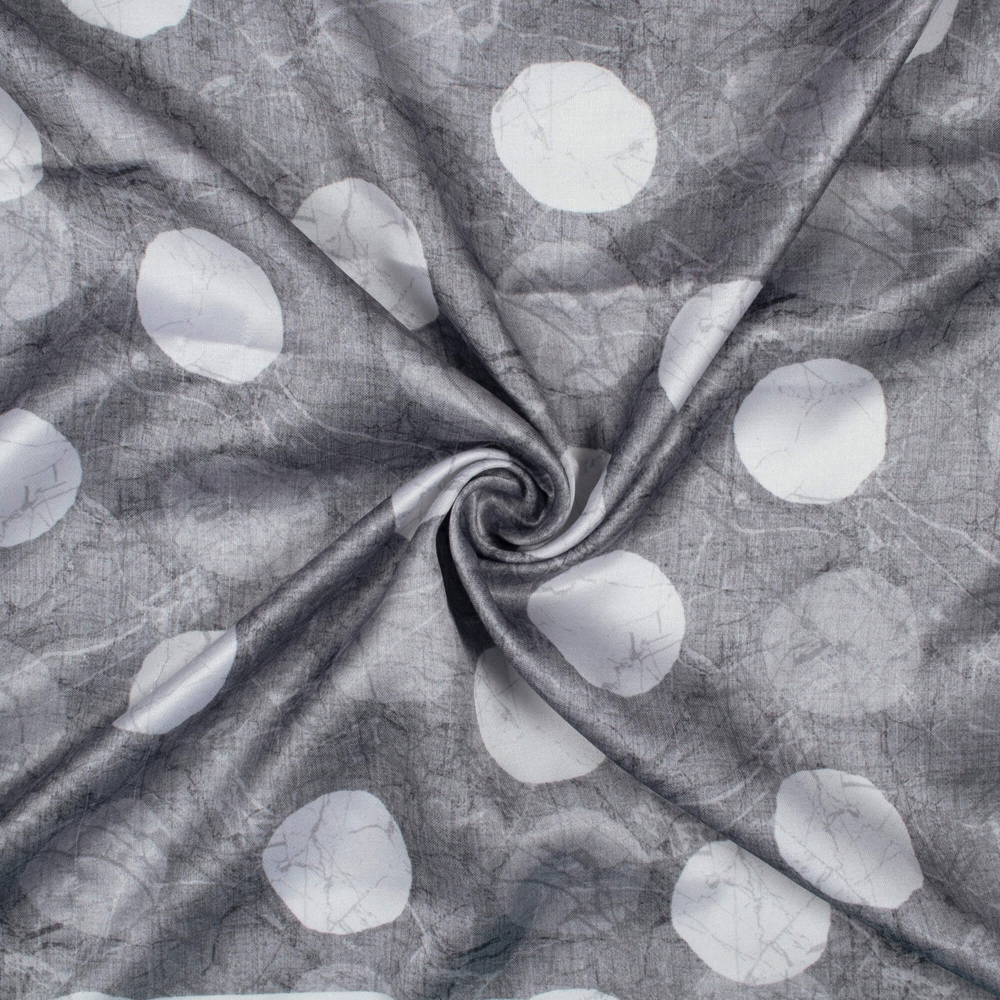 Grey And White Geometric Pattern Digital Print Crepe Silk Fabric