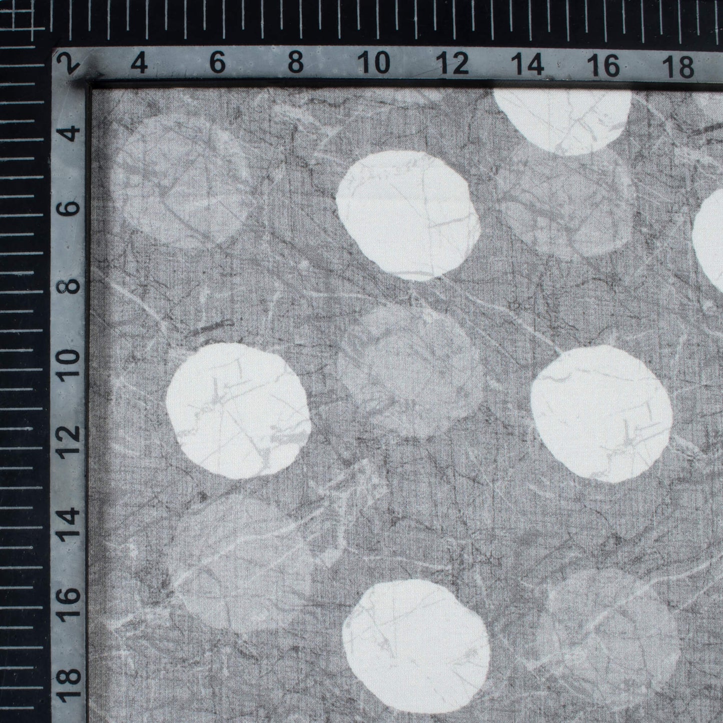 Grey And White Geometric Pattern Digital Print Crepe Silk Fabric