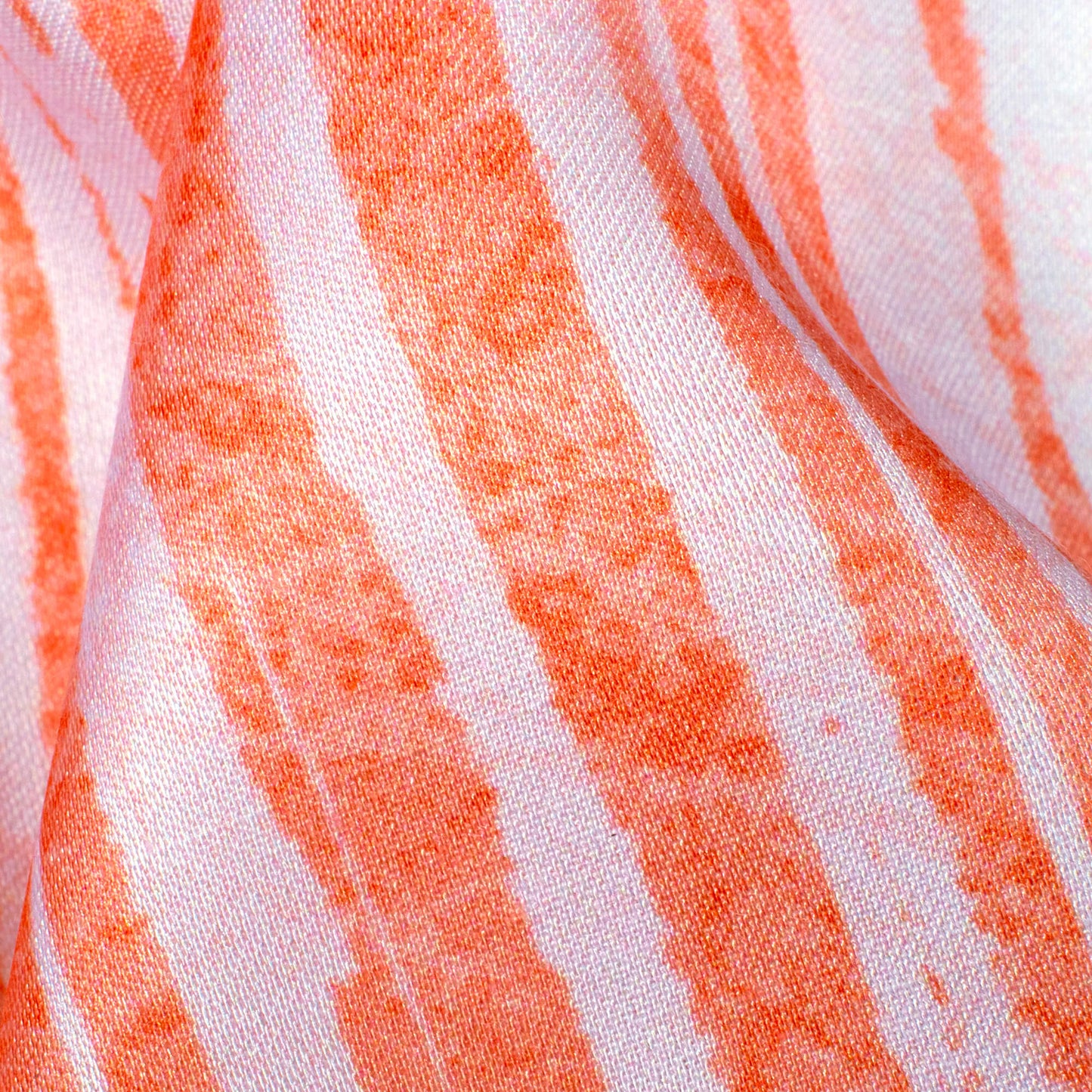 Coral Peach And White Abstract Pattern Digital Print Crepe Silk Fabric