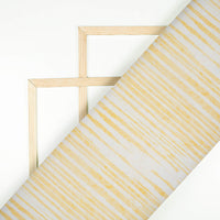 Mellow Yellow And White Abstract Pattern Digital Print Crepe Silk Fabric