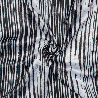 Black And White Abstract Pattern Digital Print Crepe Silk Fabric