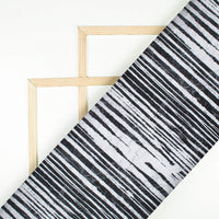 Black And White Abstract Pattern Digital Print Crepe Silk Fabric