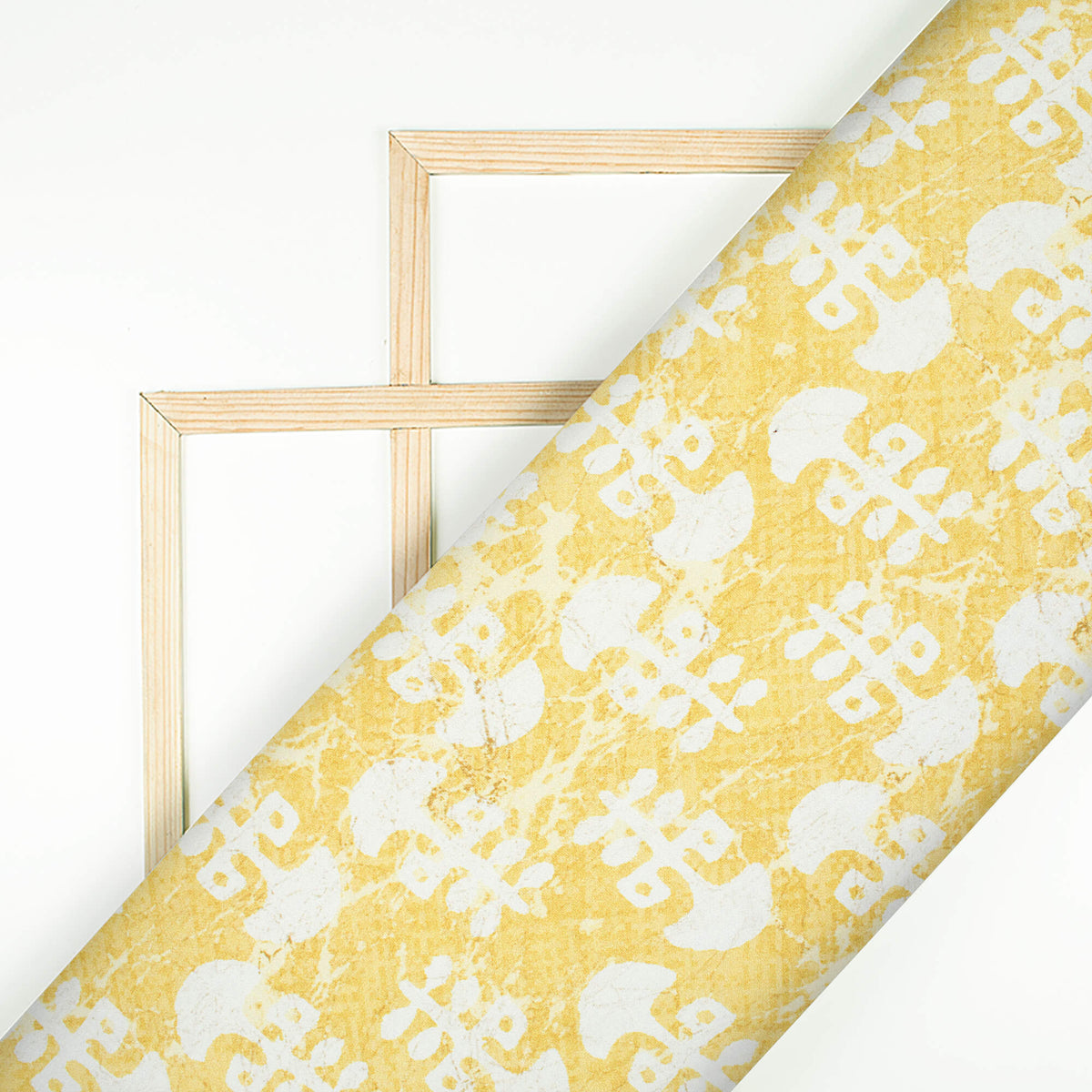 Mellow Yellow And White Booti Pattern Digital Print Crepe Silk Fabric
