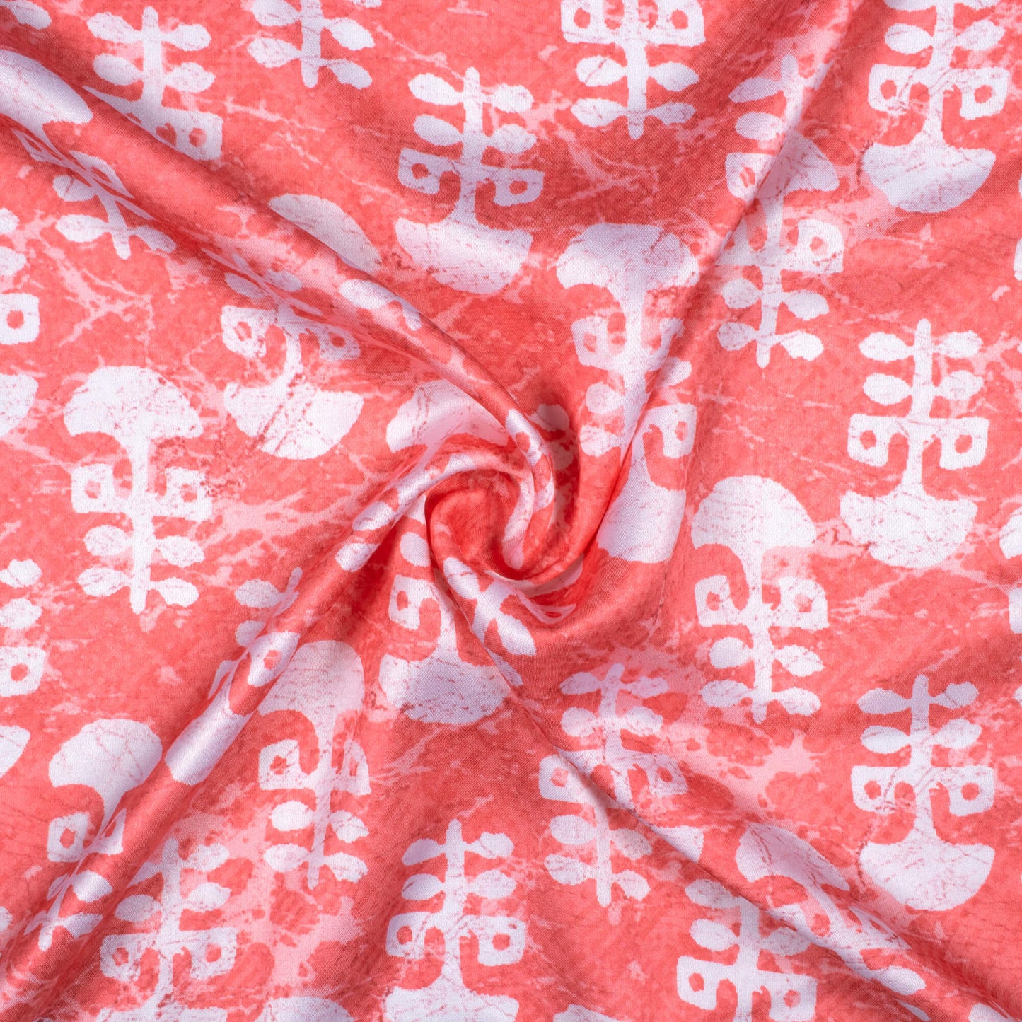 Brick Pink And White Booti Pattern Digital Print Crepe Silk Fabric