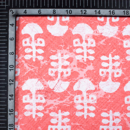 Brick Pink And White Booti Pattern Digital Print Crepe Silk Fabric