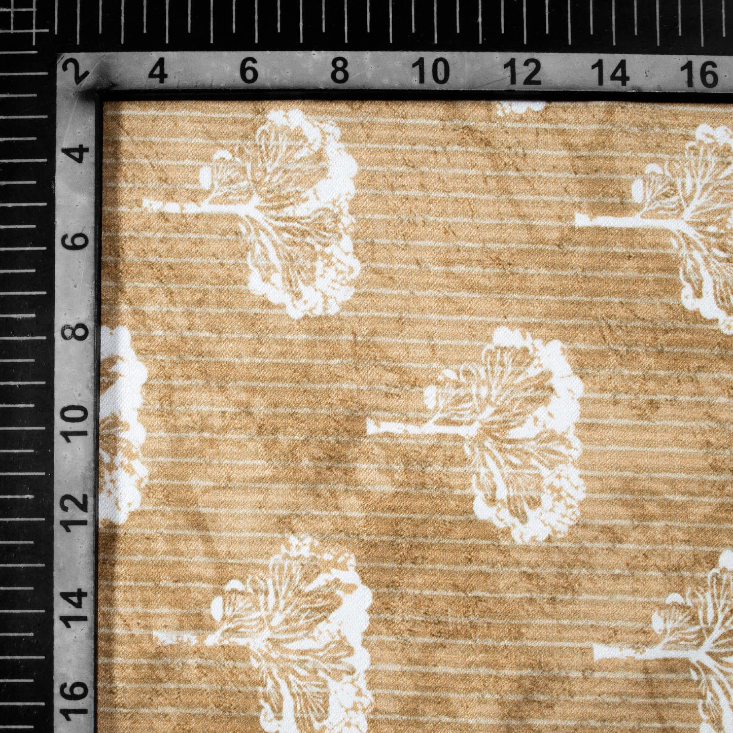 Tortilla Brown And White Floral Pattern Digital Print Crepe Silk Fabric