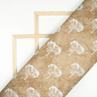 Tortilla Brown And White Floral Pattern Digital Print Crepe Silk Fabric