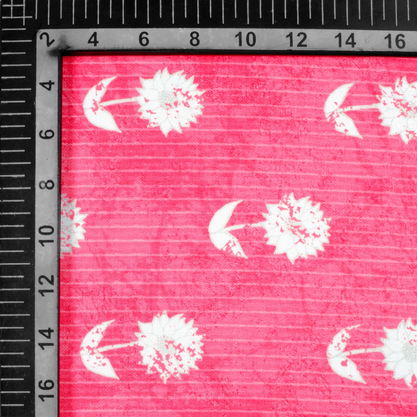 Hot Pink And White Floral Pattern Digital Print Crepe Silk Fabric