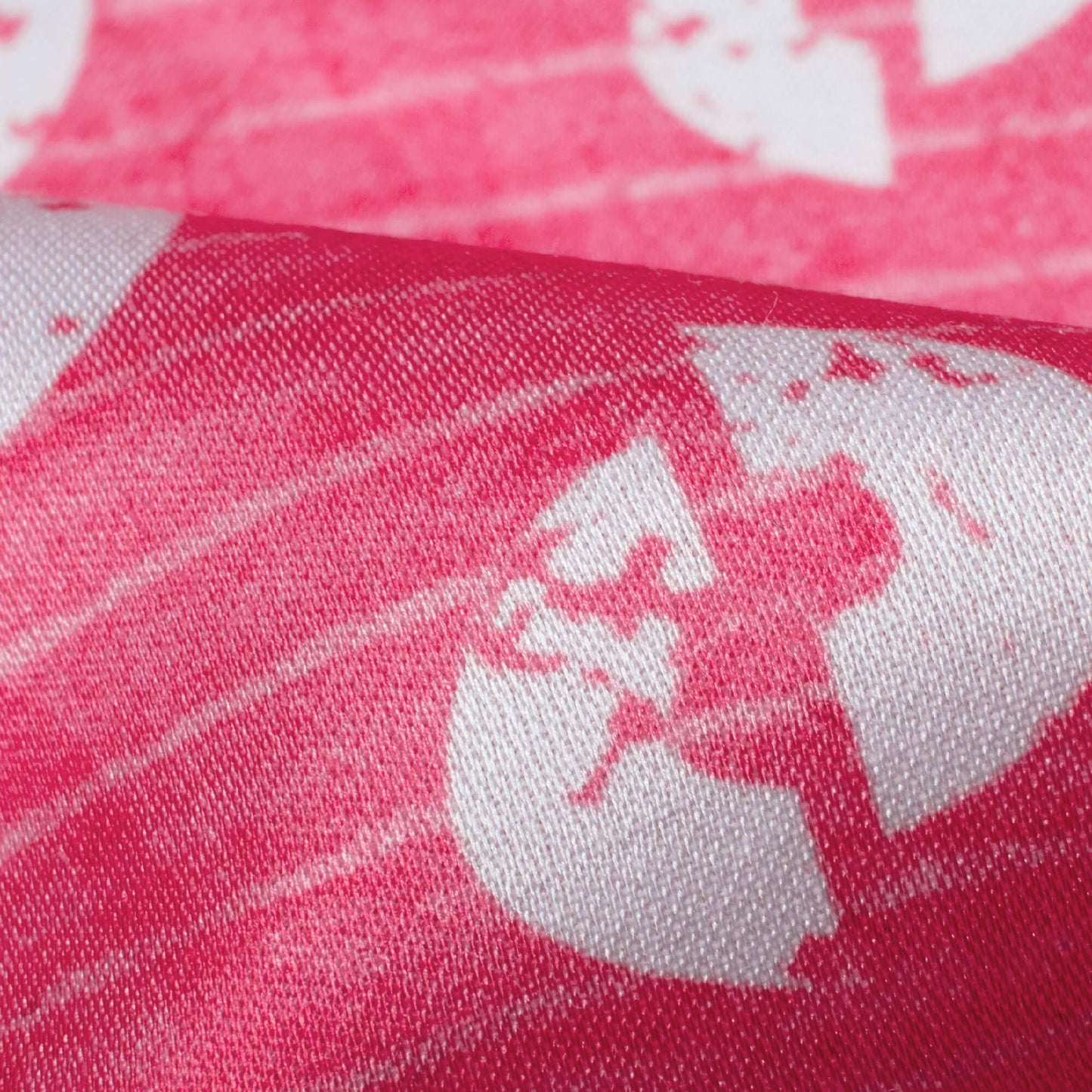 Hot Pink And White Quirky Pattern Digital Print Crepe Silk Fabric