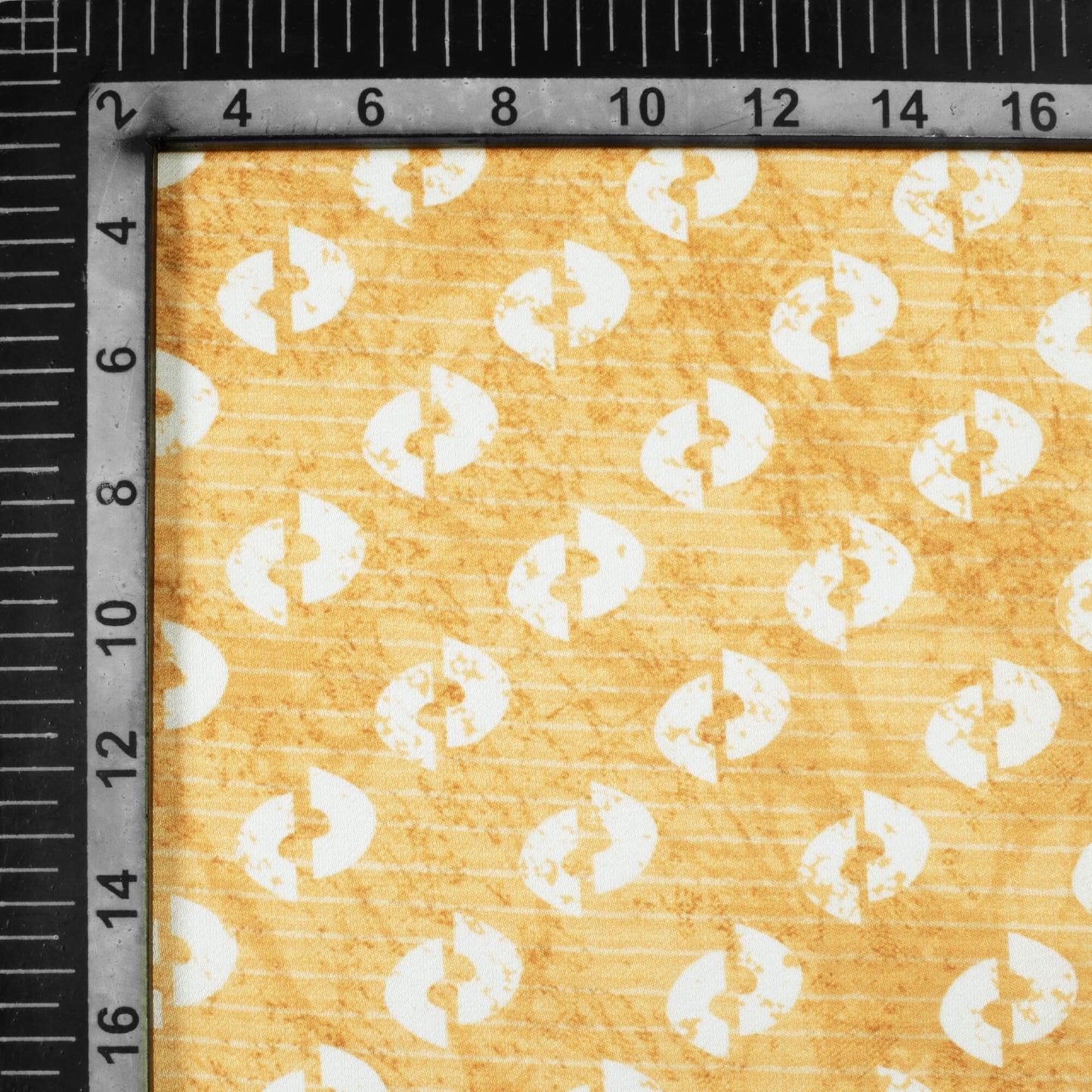 Dijon Yellow And White Quirky Pattern Digital Print Crepe Silk Fabric