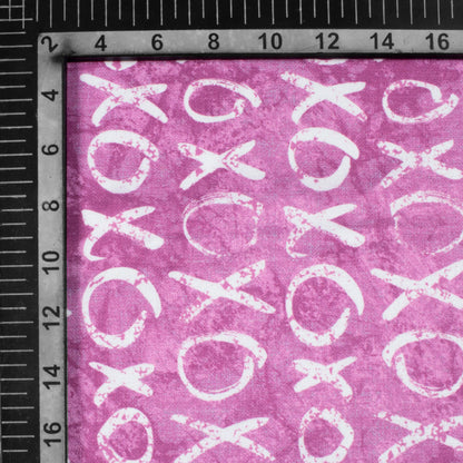 Orchid Purple And White Quirky Pattern Digital Print Crepe Silk Fabric