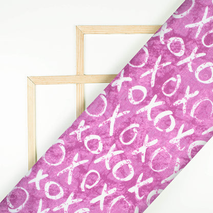 Orchid Purple And White Quirky Pattern Digital Print Crepe Silk Fabric