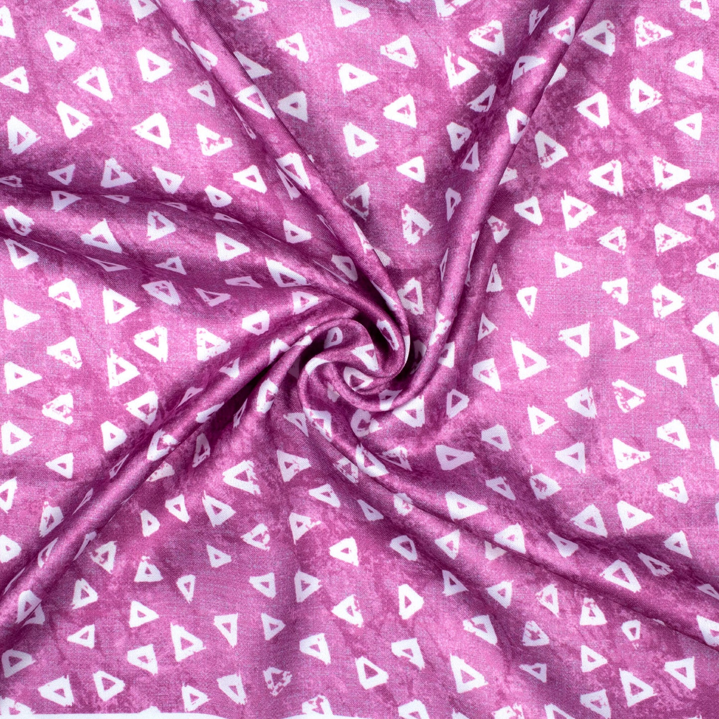 Orchid Purple And White Geometric Pattern Digital Print Crepe Silk Fabric