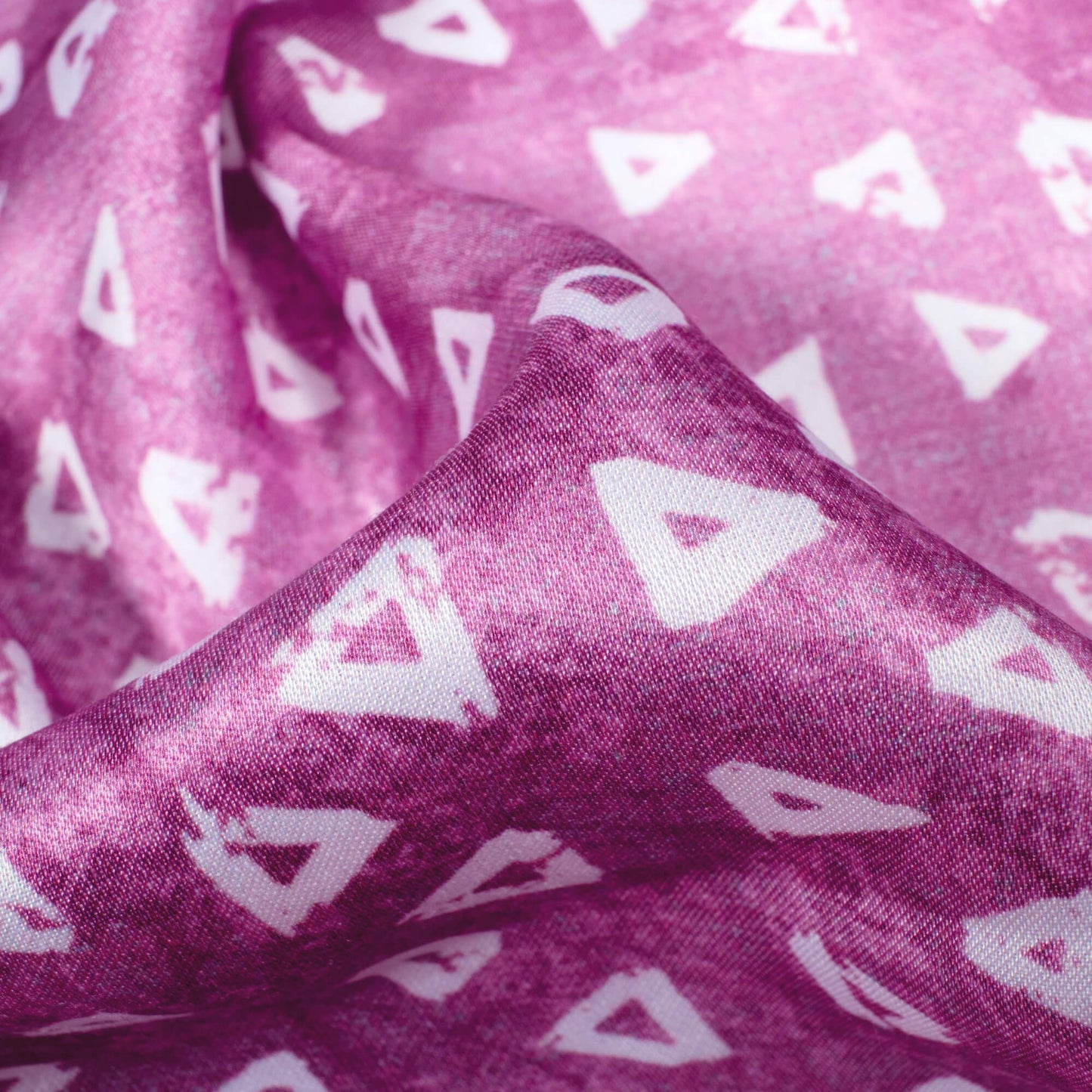 Orchid Purple And White Geometric Pattern Digital Print Crepe Silk Fabric