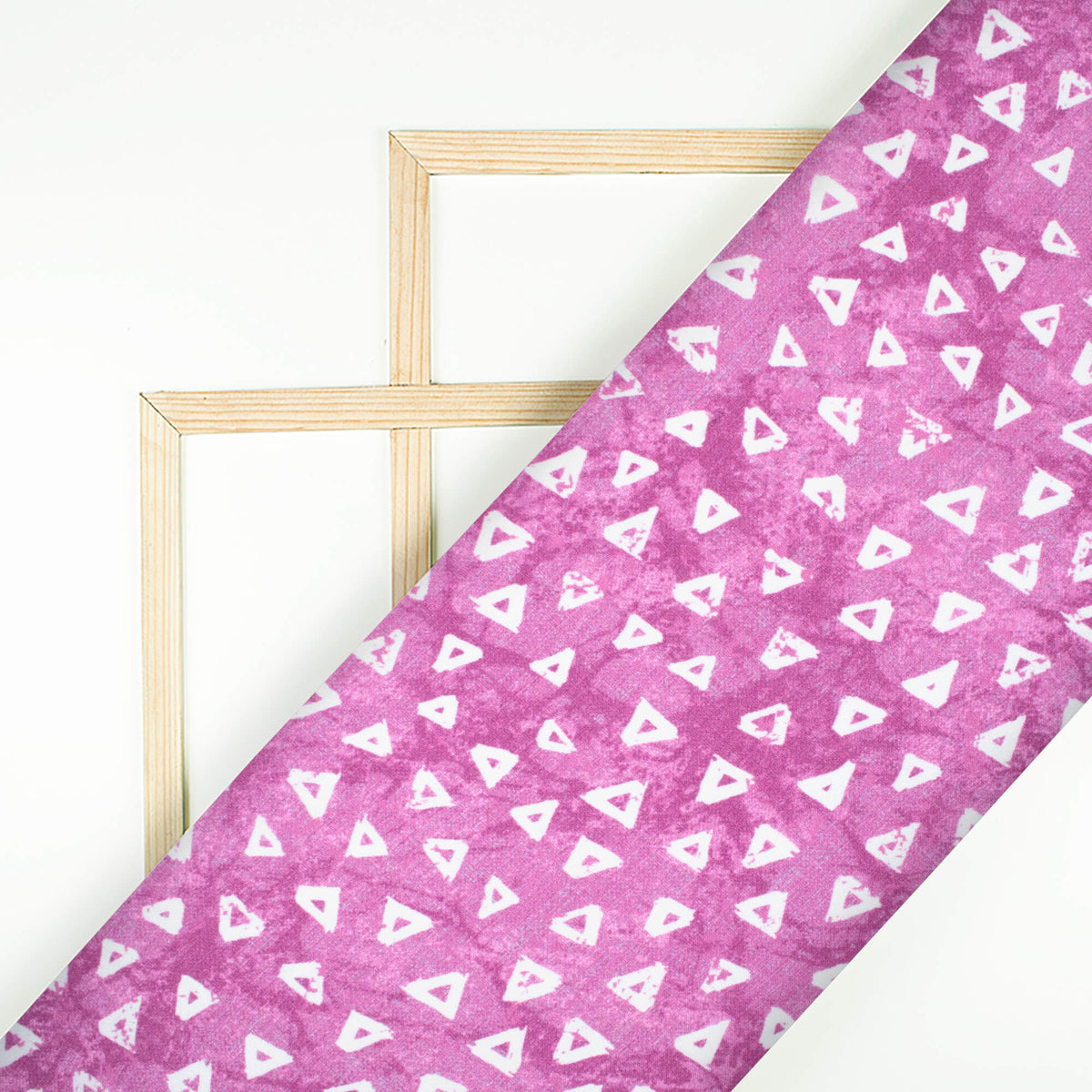 Orchid Purple And White Geometric Pattern Digital Print Crepe Silk Fabric