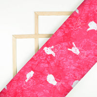 Deep Pink And White Quirky Pattern Digital Print Crepe Silk Fabric
