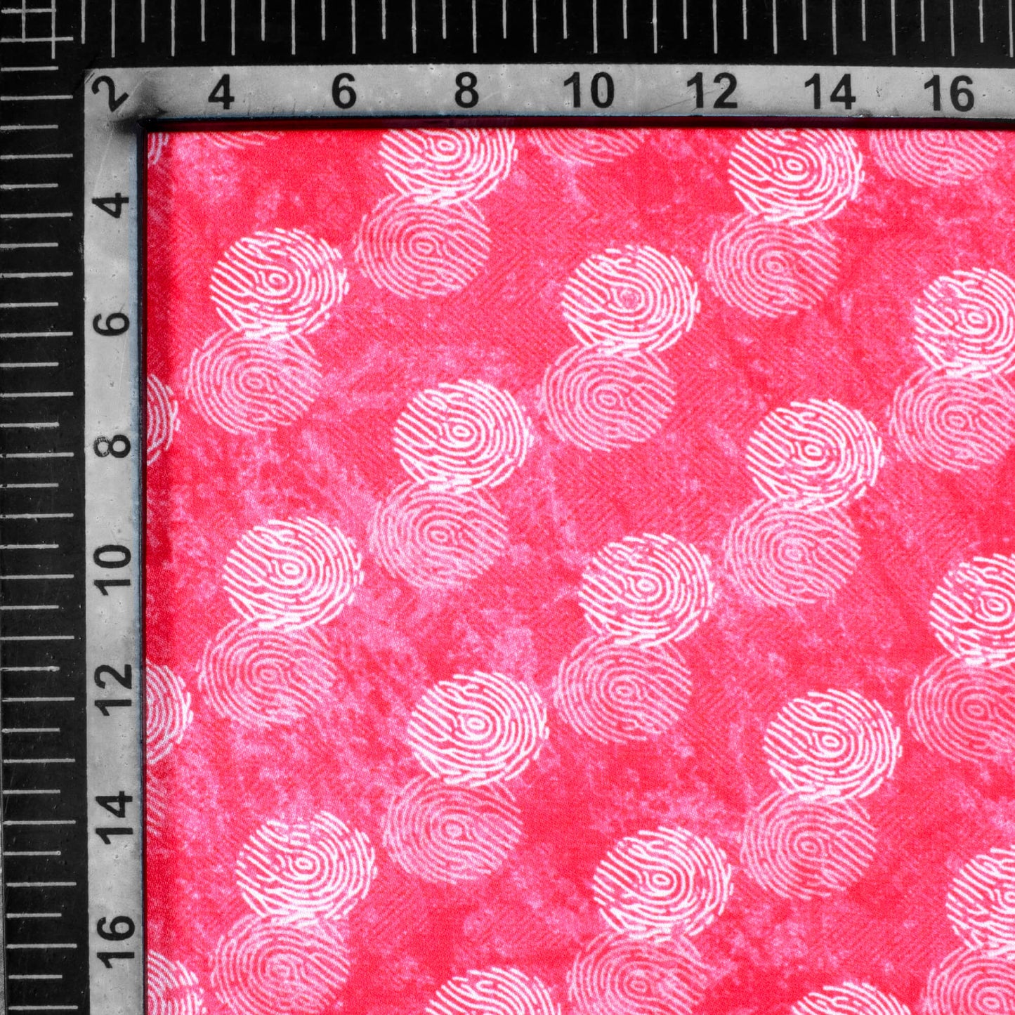 Deep Pink And White Quirky Pattern Digital Print Crepe Silk Fabric