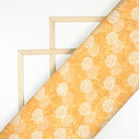 Dijon Yellow And White Quirky Pattern Digital Print Crepe Silk Fabric