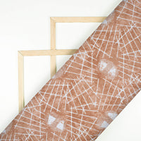 Beaver Brown And White Abstract Pattern Digital Print Crepe Silk Fabric