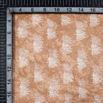 Beaver Brown And White Leaf Pattern Digital Print Crepe Silk Fabric