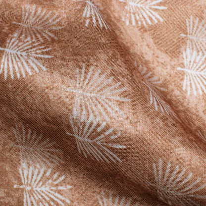 Beaver Brown And White Leaf Pattern Digital Print Crepe Silk Fabric