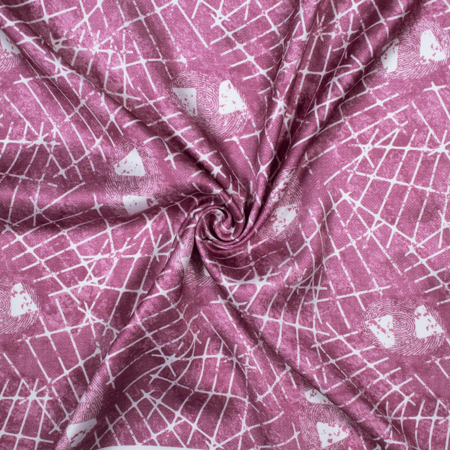 Byzantium Purple And White Abstract Pattern Digital Print Crepe Silk Fabric