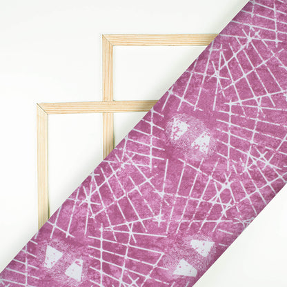 Byzantium Purple And White Abstract Pattern Digital Print Crepe Silk Fabric