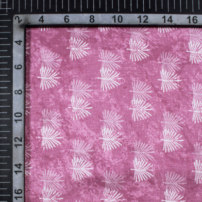 Byzantium Purple And White Leaf Pattern Digital Print Crepe Silk Fabric