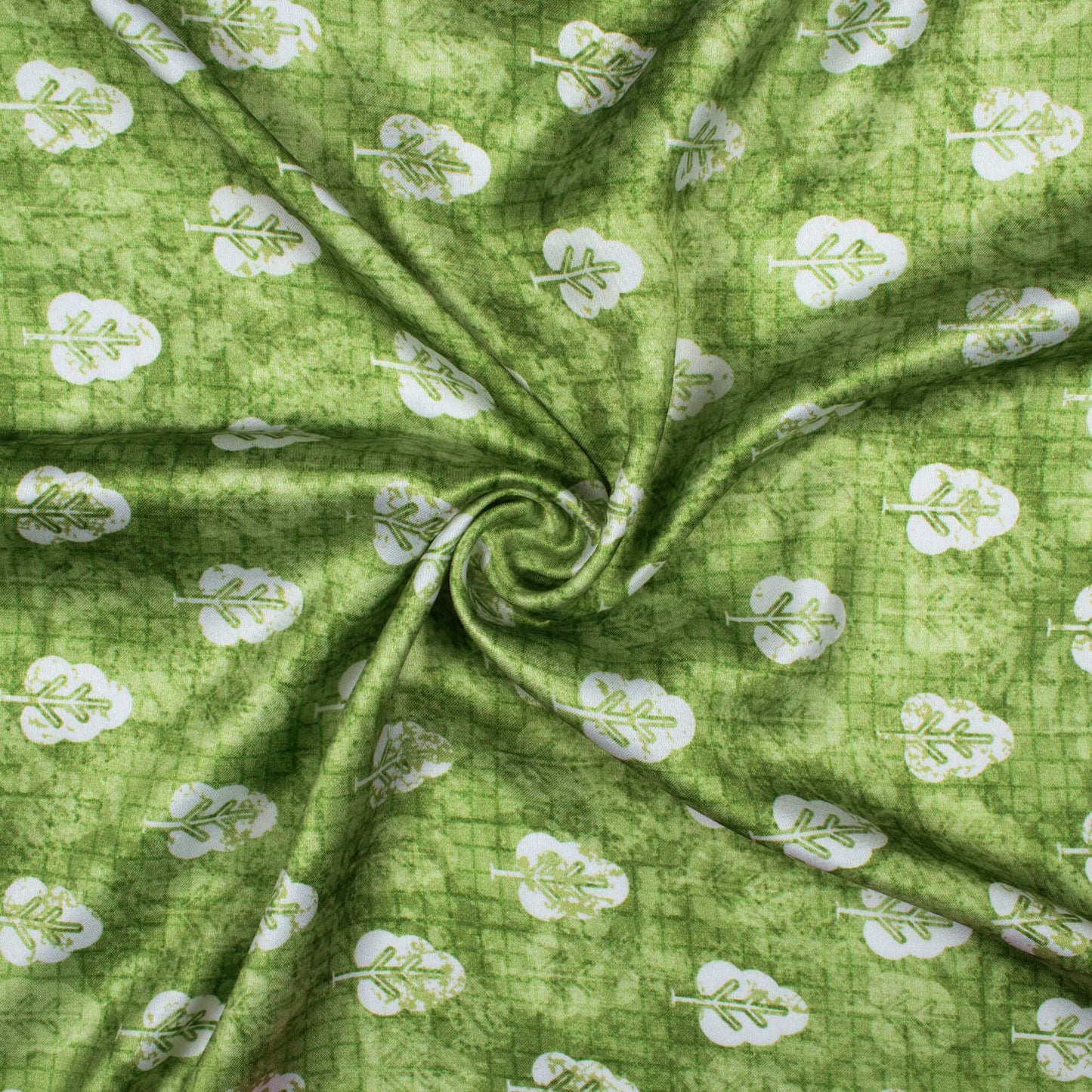 Fern Green And White Booti Pattern Digital Print Crepe Silk Fabric