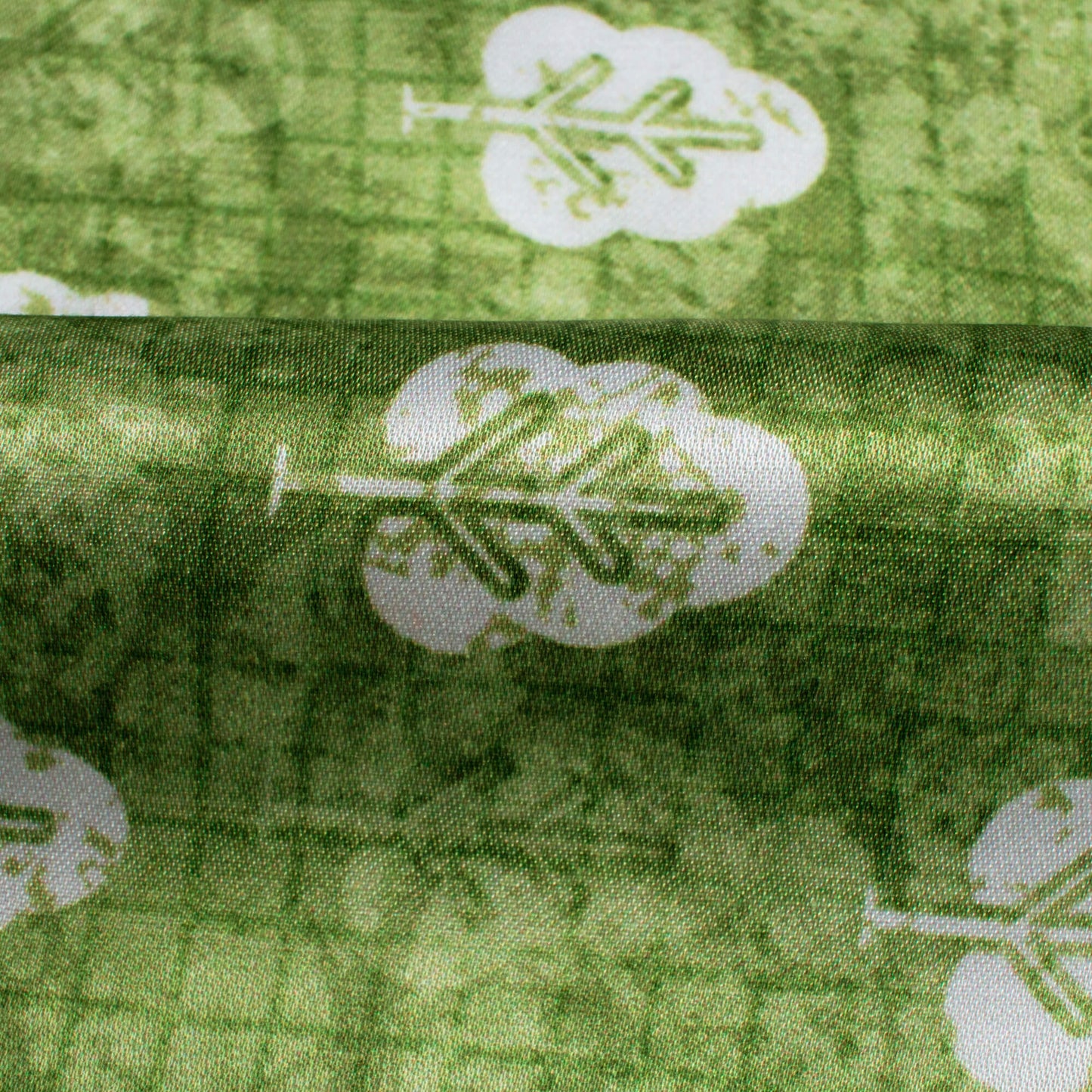 Fern Green And White Booti Pattern Digital Print Crepe Silk Fabric