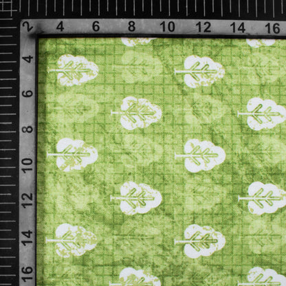 Fern Green And White Booti Pattern Digital Print Crepe Silk Fabric