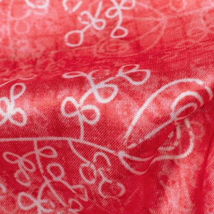 Punch Pink And White Floral Pattern Digital Print Crepe Silk Fabric